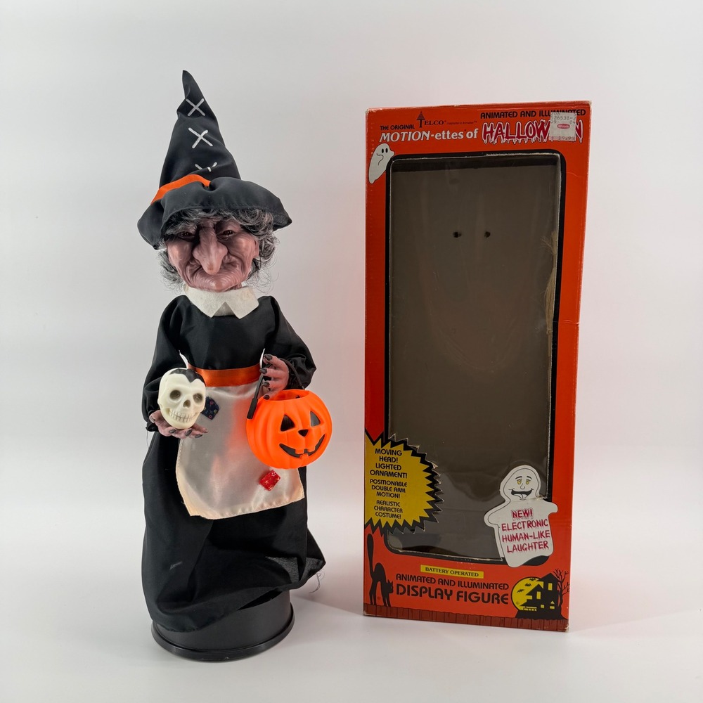Telco Motionettes 90s Halloween Witch Figure Vintage Black Animated Sound Light